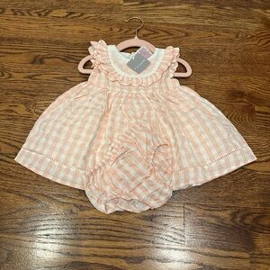 Tahari Pink and White Dress & Diaper Cover